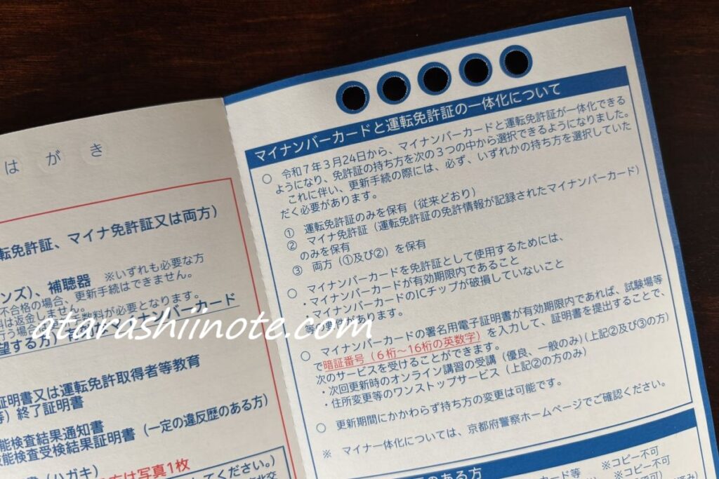運転免許証等更新連絡書